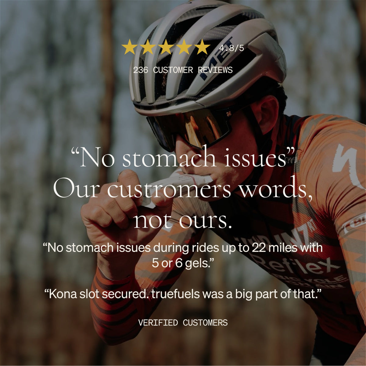 Customer reviews of the Energy Gels, rated 4.8 out of 5